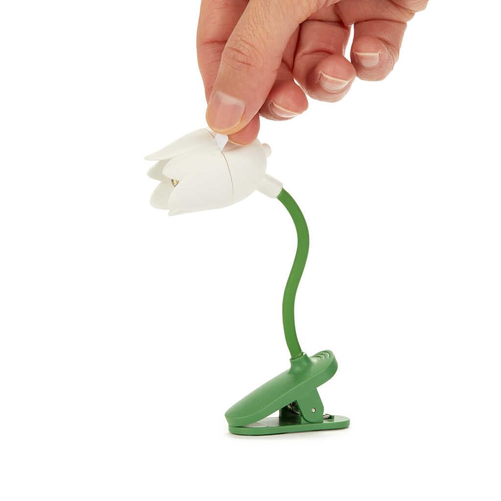 Balvi Lampada Flessibile con Clip a Forma di Tulipano Bianco per Lettura