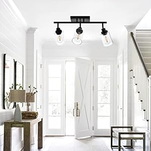 Melucee3lightbathroomvanitylightblacktracklightingfixturesceilingvanitylightingfixtureswithrotatabletrackheadforhallwayporchfoyerbathstorageclearglassshade  Urban Country Home Decor Melucee 3 light bathroom vanity light black track lighting fixtures ceiling vanity lighting fixtures with rotatable track head for hallway porch foyer bath storage clear glass shade  urban country home decor