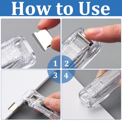 Clam clip dispenser Verschluss Clips 2 Stücke Tragbarer Fast Clam Clip Spender&100 Edelstahl-Metallklammern Geeignet für Küchen Büros Schulen und andere Orte Kunststoff-Nachfüllheftklammern