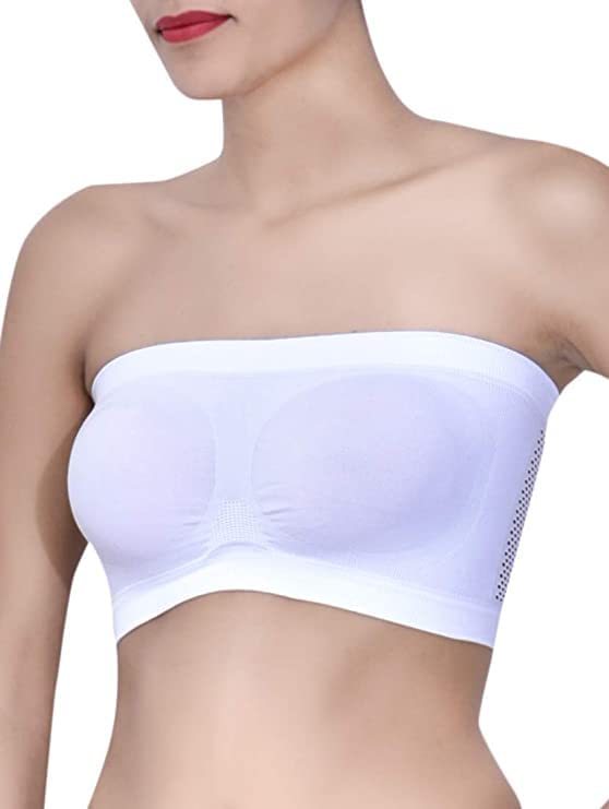 Image of SHINOWHITE Women's Non-Padded, Non-Wired Nylon and Spandex Seamless Tube Bra (Free Size) (Size 28 to 36),MULTIOLOR