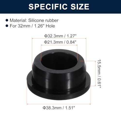 Image of uxcell 4 Pcs Black Plug Holes, Waterproof Rubber Button Plug for 32mm / 1.26 inch Hole