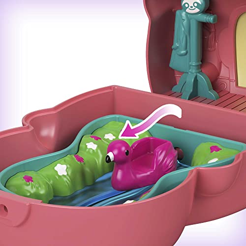 Polly Pocket Coffret Transformable réversible Paresseux des Tropiques avec Mini-Figurines Polly, Paresseux et Accessoires, Jouet Enfant, édition 2021, GTM59