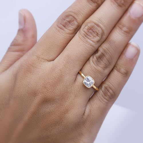 SAVEARTH DIAMONDS Multi Shape Lab Created Moissanite Diamond Bezel Set Solitaire Engagement Ring In 14K Gold Over 925 Sterling Silver Jewelry (VVS1 Clarity)4