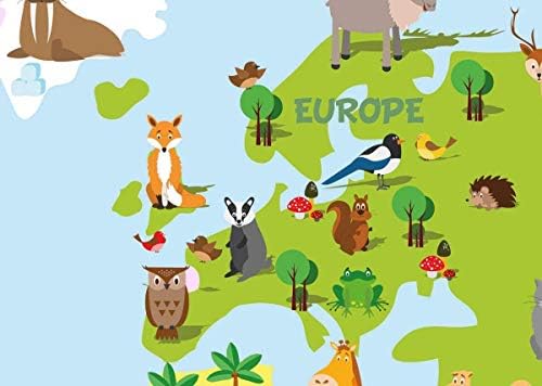Faithful Prints Children's Animal Map of the World Poster Geography Print Wall Art for Kids Room (Blue) (A3 (297 x 420mm))