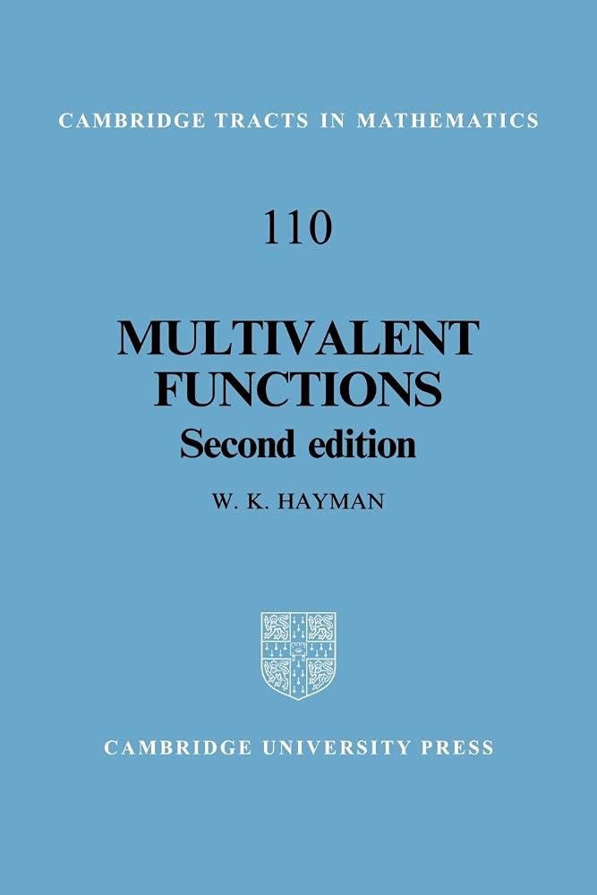 Multivalent Functions 2ed: 110 (Cambridge Tracts in Mathematics, Series Number 110)