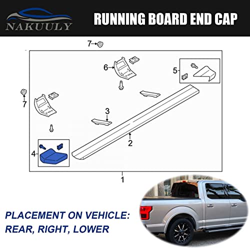 Right Rear Running Board End Cap Cover Compatible With Ford F150 2015-2020 F250 F350 Super Duty 2018-2020 Expedition 2018-2021 Replaces # Fl3Z-16A455-Cb Passenger Side #TOP2