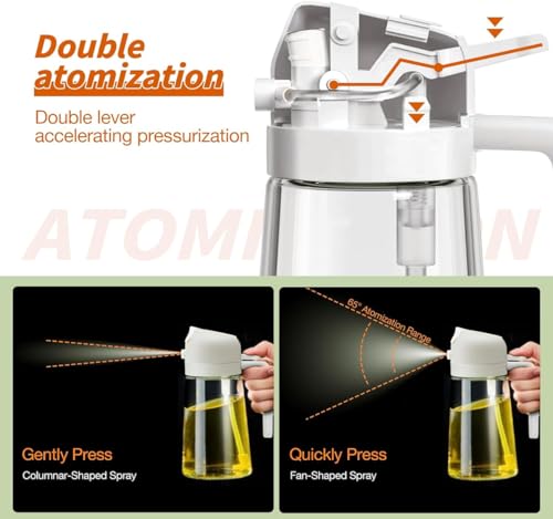 Image of JAXHOM Glass Oil Sprayer and Dispenser Bottle, 500ml Capacity, 2-in-1 Design (Orange)