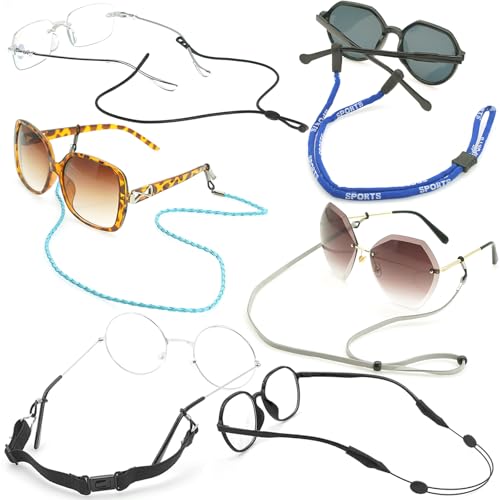 ESSSO Glasses Strap-6 Types, 6 PCS Eye Glasses Holders Around Neck,Sunglasses Strap,Stylish Glasses Chain,Preventing Eyeglasses from Slipping or Getting Lost During Work, School, or Sports Activities