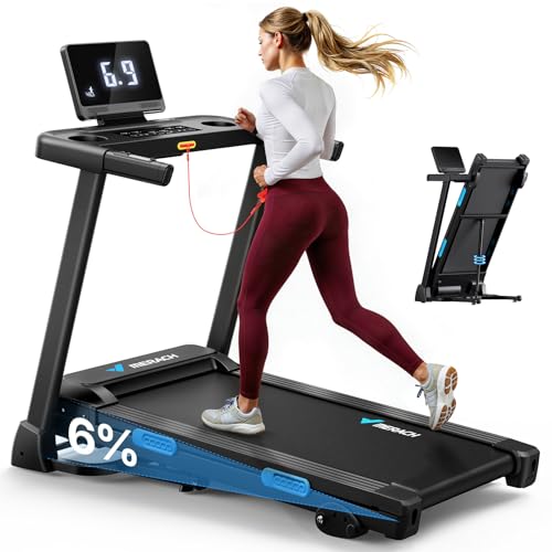 MERACH Treadmillسير كهربائيwith Incline 6%-15% 7-Layer Belt 136 KG Capacityسير Walking pad Treadmill for home 0.5-7.5MPH 3.0HP Foldingسير مشيTreadmillجهاز سير LED with APP (T12(6% Manual Incline))