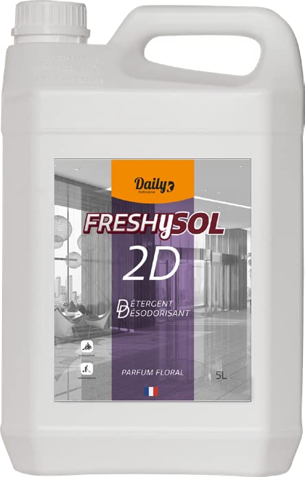 DAILY K - Détergent Surodorant Sols & Surfaces FRESHYSOL 2D - Floral - Fabriqué en France - Bidon 5 L