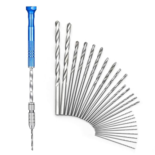 EULAPGOE 46 Pieces Hand Drill Set, Include Pin Vise Hand Drill, Mini Drills and Twist Drills for Wood Manual Work DIY