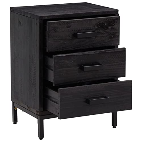 Table de chevet noir 40x30x55 cm table de nuit en bois massif - 6