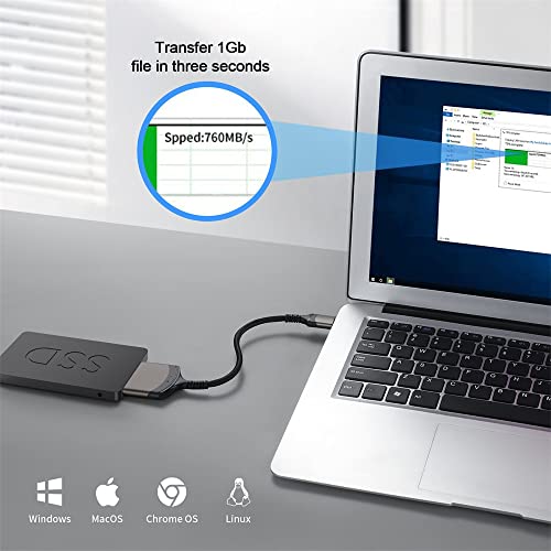 NFHK 5Gbps USB 3.0 Type-A to SATA 22 Pin Adapter Cable for 2.5" Hard Disk Driver SSD, Black, 30 cm - Image 3