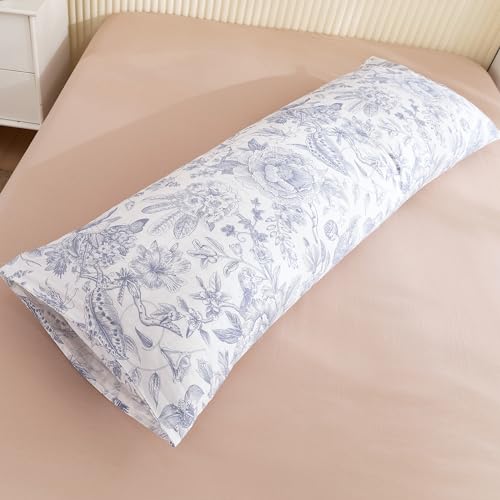 Image of ECOCOTT Pillowcase Boby Size with Vintage Floral Pillow Cases Set, 1 pcs 100% Cotton Pillow Covers & Envelope Closure (Boby, 20 inchx54 inch)