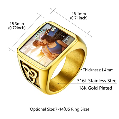 Custom4U Personalized Rings for Men,Photo & Name Engraved Sizes 12 - image 6