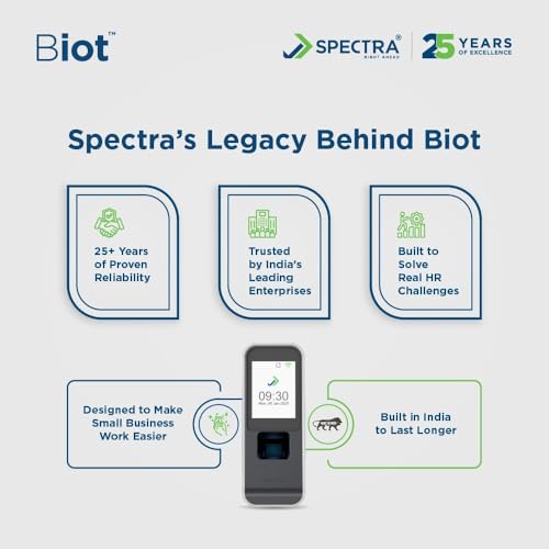 Image of 'Made in India' Cloud Based Biometric Attendance & Access Control Machine - Biot - with WiFi, Bluetooth, Integrated Payroll, Sync via Mobile App, Plug & Play Installation for Small Businesses