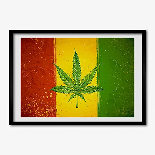 Cadre de peinture 70x50 cm drapeau rasta pour réchauffer l'ambiance de votre salon de musique