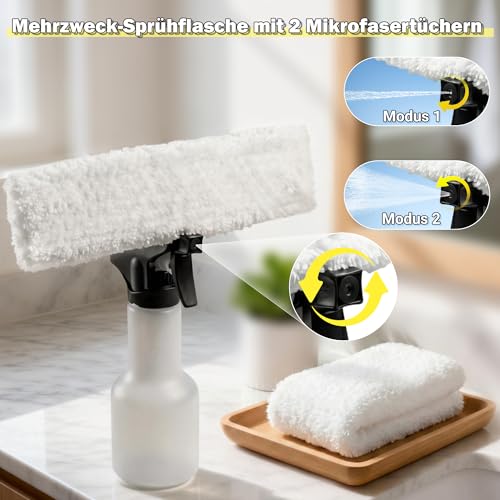 EAVE Fenstersauger Set, Akku Fenstersauger mit 45 Minuten Akkulaufzeit, Fensterreiniger Elektrisch mit 28cm Saugdüse & 200ml Wassertank, Geeignet für Fenster, Fliesen und Spiegel (grün)