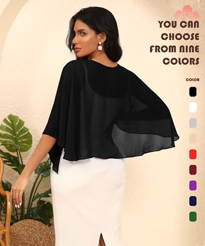 Chiffon Large Capelets Shawl Wraps Women's Girls Shrug for Evening Dress Wedding Cape Cover Up 1920s2