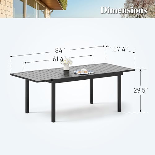 Image of HERA'S HOUSE Outdoor Expandable Table for 6-8, Large Metal Dining Table