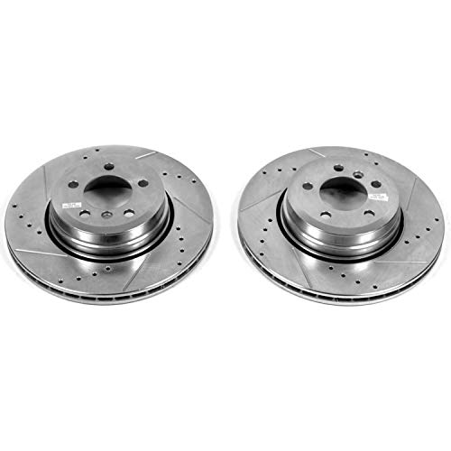 Image of PowerStop Evolution Rear Brake Rotors for BMW 750i 2006-08 |750Li 2006-08 |760i 2005-06 |760Li 2005-08 - Drilled & Slotted Performance Disc Rotors Upgrade, EBR1024XPR