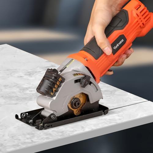 Yunirvana Compact Circular Saw, 580W Power, 3500 RPM, 28.5mm Max Cutting Depth, Includes 3X 85mm Blades, Laser Guide for Precision, Ideal for Cutting Wood, PVC, and More 9 Yunirvana Compact Circular Saw, 580W Power, 3500 RPM, 28.5mm Max Cutting Depth, Includes 3X 85mm Blades, Laser Guide for Precision, Ideal for Cutting Wood, PVC, and More - Image 9