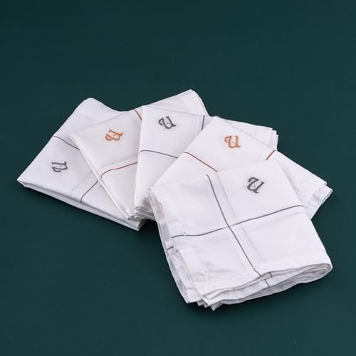 Image of CROSSLINE Men's Initial Monogram (A-Z) Embroidery 100% Pure Cotton Handkerchief | White Base With Colored Border | Handkerchiefs For Men Cotton Soft - (Pack of 5)