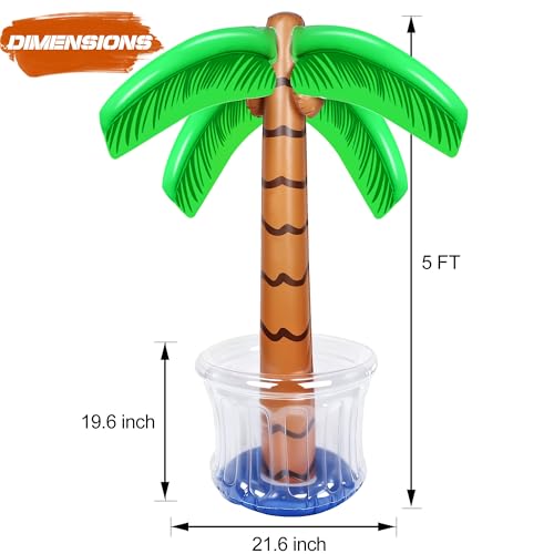 Zcaukya Inflatable Palm Tree Cooler, 60" Blow Up Palm Tree Cooler for Tropical Party Decorations, Hawaiian Party Supplies Pool Decorations