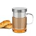 Tea Infuser-steeping Made Easy At Home or At Work-great Gift Idea- The Perfect Tea Mug for Hot or Cold Loose Leaf Tea-made with High Quality Borosilicate Glass and Food Grade Ss #304 Infuser- Has a Stay Cool Handle and the Lid Doubles As a Coaster