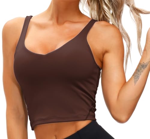 Image of THE GYM PEOPLE Womens' Sports Bra Longline Wirefree Padded with Medium Support