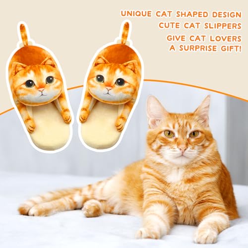 Funny Cat Slippers for Women,Fuzzy Animal Indoor House Shoes with Soft Memory Foam,Comfy Plush Warm Slip-on Slippers,Cat Gifts for Cat Lover2