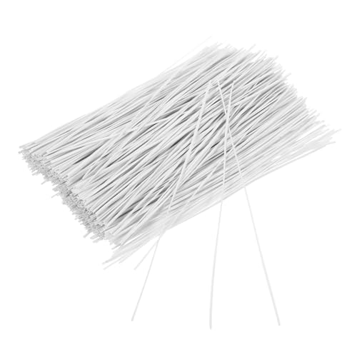 Angoily 500 piezas Ataduras Alambre de Hierro Recubierto Plástico Flexibles y Reutilizables para Organización Cables Jardinería Oficina y Hogar Color Blanco