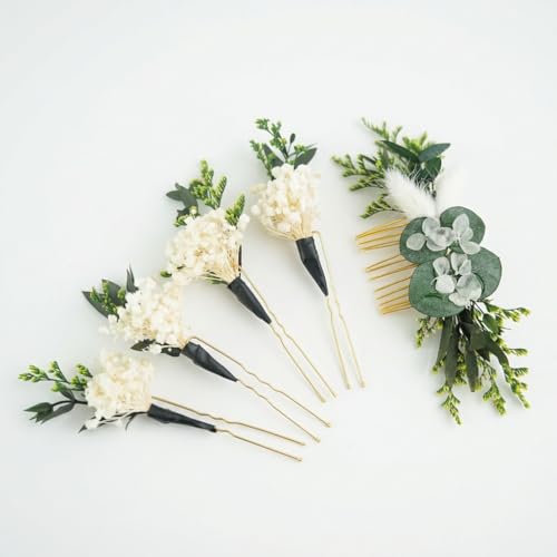 Set de Peine y Horquillas con Flores Secas para Decoración miniatura 2