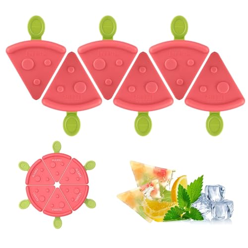 Molde para Helados Reutilizable 6 Piezas - Molde de Helado con Palo - Molde de Silicona para Ice Cream - Apilable - de Silicona Sin BPA - Para Helados Caseros y Postres - Forma de Queso.