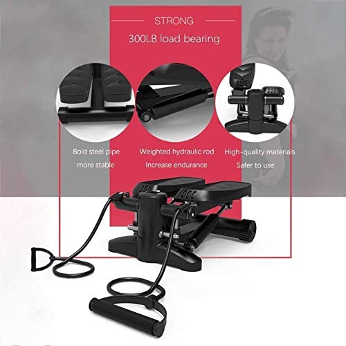 Image of Mini Stepper Fitness Cardio Exercise Trainer Stair Stepper Twisting Machine with Resistance Bands Monitor for Full Body