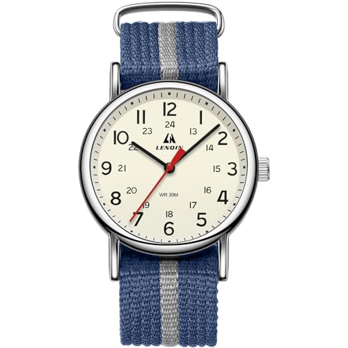 Image of LN LENQIN Mens Watches Unisex Military Sport Nylon Strap Stylish Luminous Fashion Analog Quartz Watch for Men Waterproof Army Tactical Casual Wristwatch