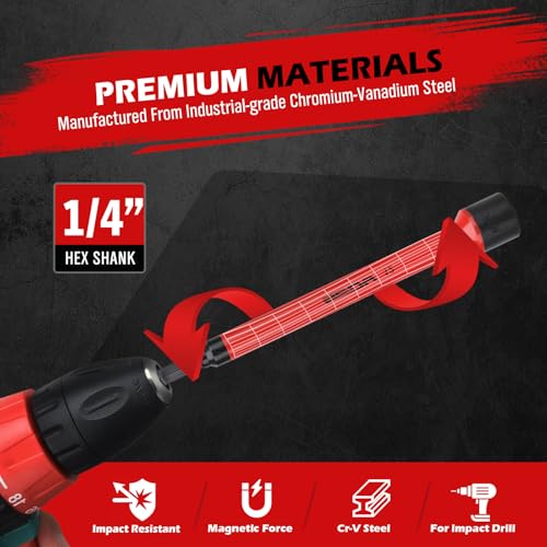 Magnetic Impact Nut Driver Set: 6-Piece Metric Color Coded Nut Setter Set 6 Inch Length CR-V Nut Driver Tool Set 1/4 Inch Hex Shank Extra Long Nut Driver Bit Set