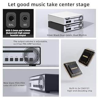 SMSL VMV PL100 PRO HiFi lettore CD per casa, lettore CD auto, chip Dual CS43131, decodifica MQA, preamplificatore con RCA/XLR/3,5 mm/4,4 mm, uscita digitale ottica/coassiale, nero