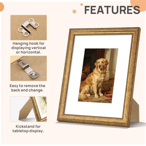 Image of upsimples 8x10 Picture Frame, Vintage Frames Decor, 1Pack Bronze | Fit 5x7 and 8 x 10 Photo, Wall or Tabletop Display, Antique-style Decoration, Rustic Farmhouse Decor, For Weddings