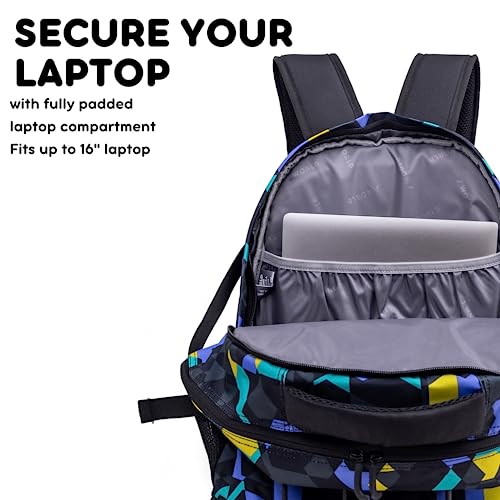 Image of J World New York Atom Laptop Backpack - Ergonomic Backpack for School with Air Mesh Padded Shoulder Straps - 600D Polyester Work Backpack for Men and Women - Stylish Design (CAMO)