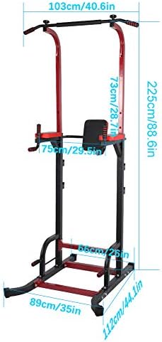 Estink Power Tower Dip Station, Multi-function Pull Up Station, Power Station, Pull Up Bar, Adjustable Height, Load Capacity up to 150 kg, for Home, Fitness Equipment