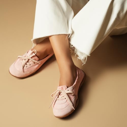 Image of Theater Kai Casual Sneakers in Suede for Women | Stylish Flat Lace-Up Shoes | Lightweight Comfortable Footwear with Cushioned Insole