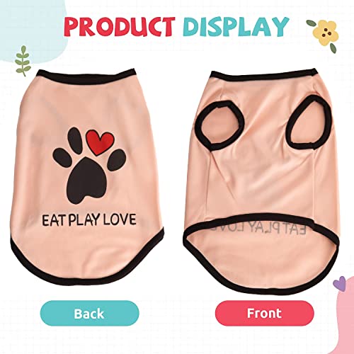 Image of Lulala Printed Pet Shirt Summer Pet T Shirt Cool Puppy Dog T-Shirts Soft Breathable Dog Sweatshirt for Small Medium Dogs Cats (Heart Love Paw Pattern (Pink, 30 INCH)