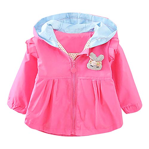 Girls Coat&Jacket,Toddler Baby Kids Girls Rabbit Ear Hooded Windproof Coat Outwear Casual Clothes,Baby Clothes for Birthday Festival Gifts(Hot Pink,18-24 Month)
