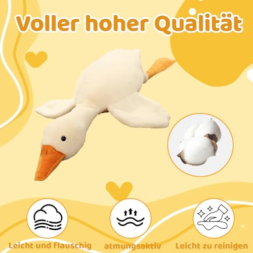 DvBCNMe Ente Kuscheltier, Gans Kuscheltier, Kuscheltiers Kissen für emotionale Unterstützung, Entspannungsbegleiter für Büro und Zuhause, Dekorationselement mit 50 cm Größe