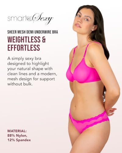 Image of Smart & Sexy Women's Sheer Mesh Demi Underwire Bra - See Through Bras