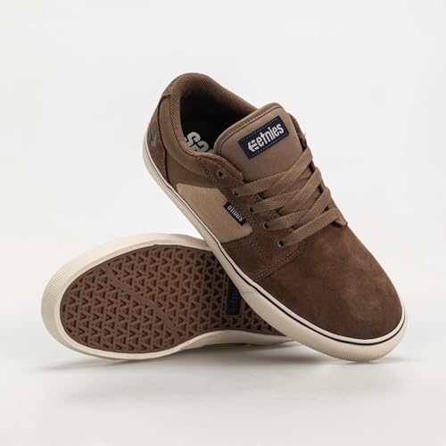 Image of Etnies Barge LS - Classic Skate Look, Slim Vulcanized Silhoutte, Hefty Armored Collar, Reinforced Vulc - Brown /Tan /Blue - 8