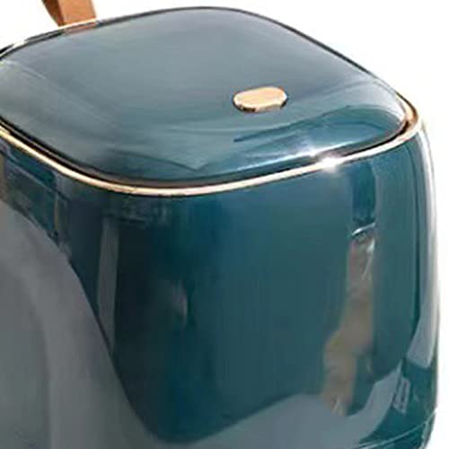 Mumusuki Mini-Arbeitsplatten-Mülleimer mit Deckel, Push-Typ Desktop-Mülleimer, Kleiner Mülleimer, Kleiner Tisch-Mülleimer für Badezimmer, Küche, Schlafzimmer, Büro (Dunkelgrün)