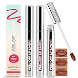 Peel-Off Lip Stain Set,3 Couleurs Crayons à Lèvres Tatouage,Longue Tenue,Waterproof & Sans Transfert,Fini Mat Naturel,Teintures Lèvres Haute Pigmentation pour Look Précis et Durable