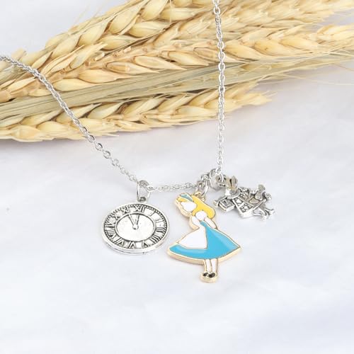 UJIMS Anime Cartoon Necklace Wonderland Movies Inspired Gifts Cartoon Fans Jewelry for Best Friend Rabbit Lover Merch2